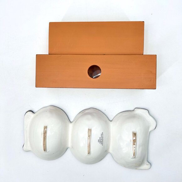 HALLOWEEN BOO CERAMIC CANDY DISH & HAPPY HALLOWEEN WOOD BLOCK DECOR SET - Picture 4 of 7